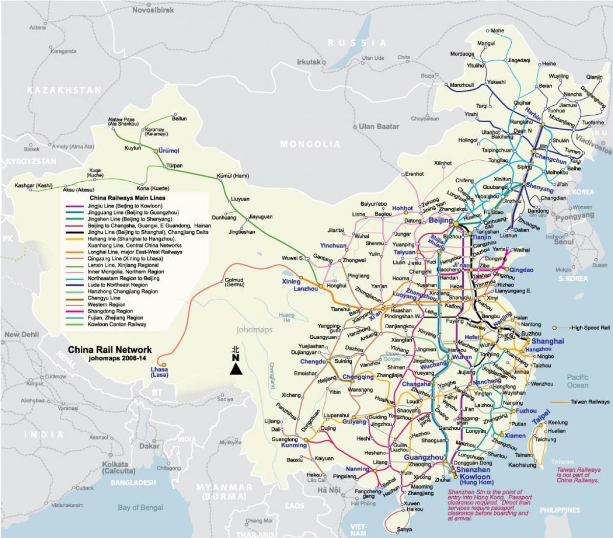 Txinako tren azkar mapa