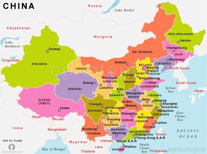 Txina mapa states