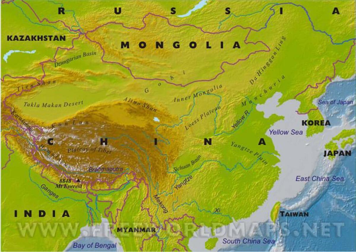 Txina mapa fisikoa