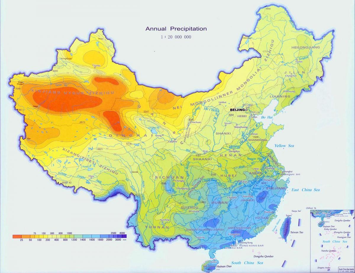 Txina prezipitazioen mapa