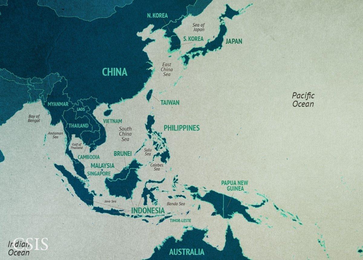 mapa Txinako itsasoa