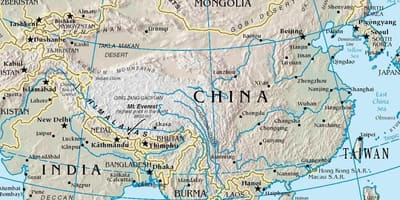 Mapa Txina mendikate