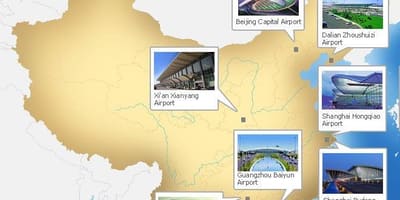 Mapa Txina aireportuetan
