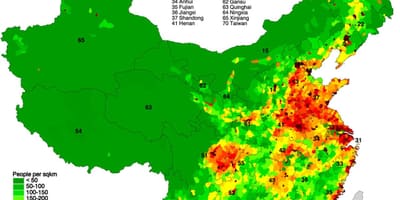 Biztanleriaren banaketa mapa Txina