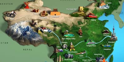 Mapa Txinako turismo erakargarritasun