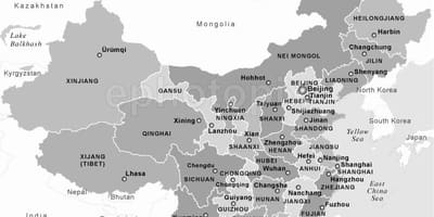 Mapa Txina eta zuri-beltzean
